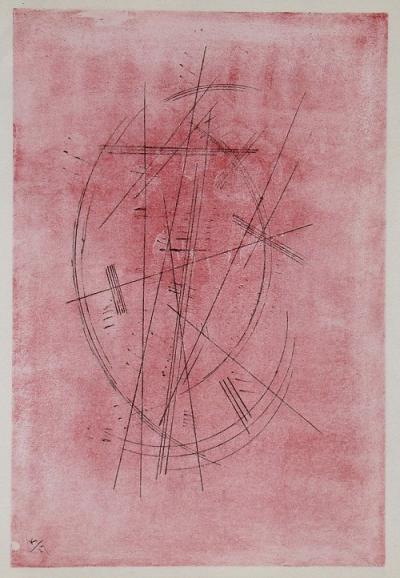 Vassily KANDINSKY (d’après) - Zeichnung in rosa, 1952 - Lithographie encadrée 2