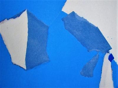 NICOLAS DE STAËL ( d’après ) - Composition sur fond bleu ciel - 1959 2