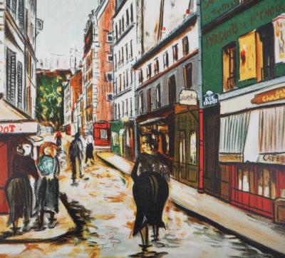Maurice UTRILLO (d’après) - Rue Seveste à Montmartre, Lithographie signée 2