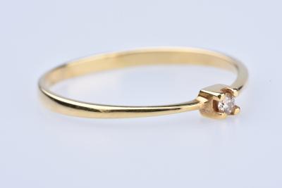 Bague Soliaire en or jaune 18 ct (750/1000) 1 Diamant à 0,03 ct 2