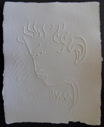 Jean COCTEAU  (d’après) : Le penseur  - Gravure signée