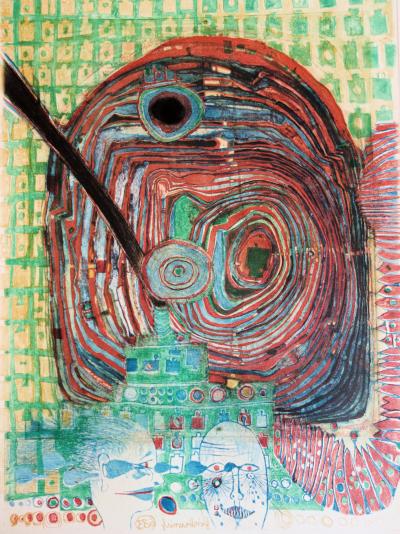 Friedensreich HUNDERTWASSER : Couple surréaliste - Gravure originale signée 2