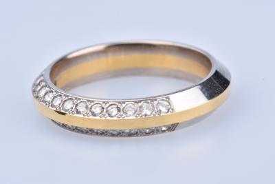Bague anneau en Or jaune et blanc 18 ct, 26 diamants ronds brillants 2