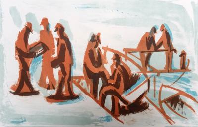 Jean HELION - Les Passants sur le Port,1965, Lithographie signée 2
