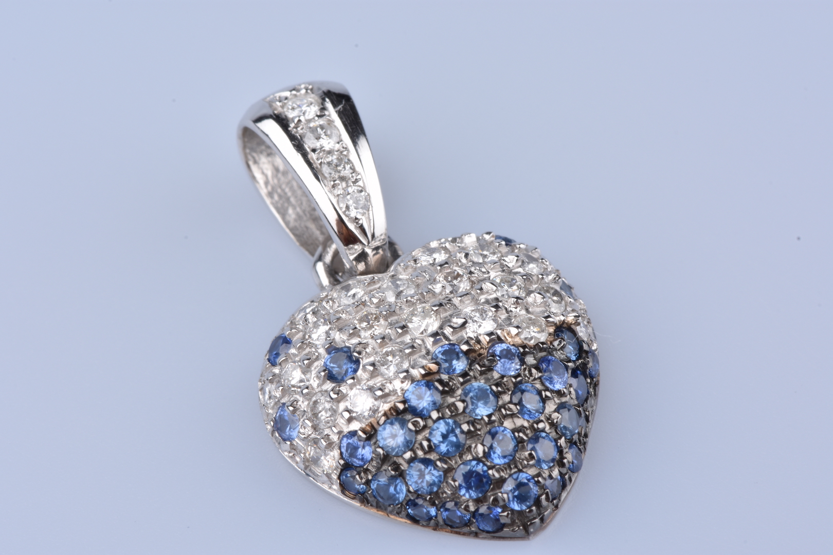 Pendentif Cœur En Or Blanc 18K Poinçon 750 - Bijou Ancien - Occasion Très Bon État