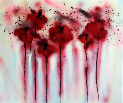 HAYVON - Fleurs rouges - Acrylique sur toile 2