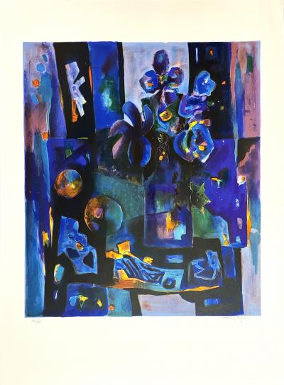 Tony AGOSTINI - Nature morte aux iris - Lithographie signée au crayon 2