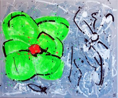HAYVON fleur verte abstrait pop art 2