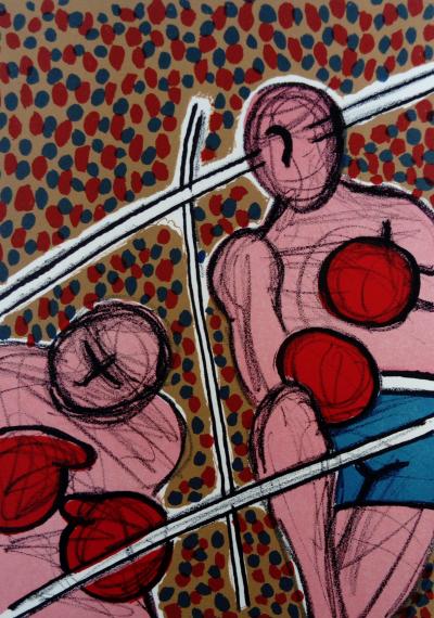 CORNEILLE - Boxeurs II, 1985 - Lithographe signée au crayon 2