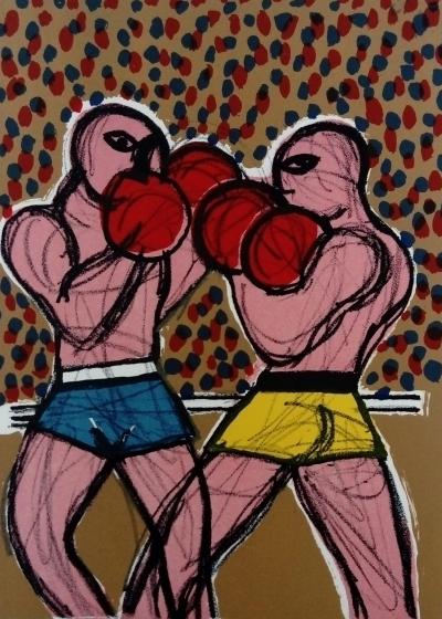 CORNEILLE - Boxeurs, 1985 - Lithographie signée au crayon 2
