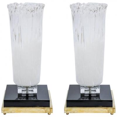 Paire de lampes en verre de Murano, 1985 2