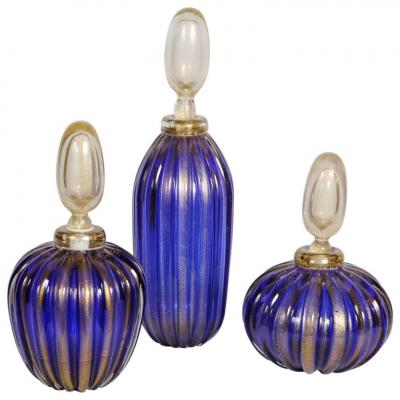 Set de trois bouteilles en verre de Murano 2