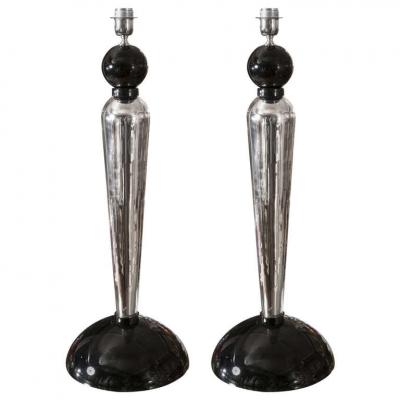Paire de lampes en verre de Murano, 1980 2