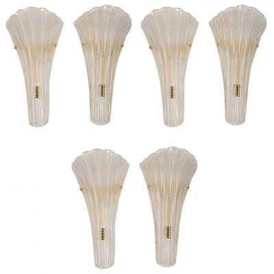 Italie, Set de quatre appliques en verre de Murano 2