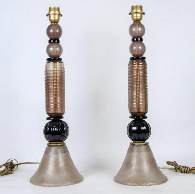 Paire de lampes en verre de Murano, 1975 2