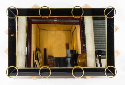 Miroir en verre noir et garniture laiton, 1985 2