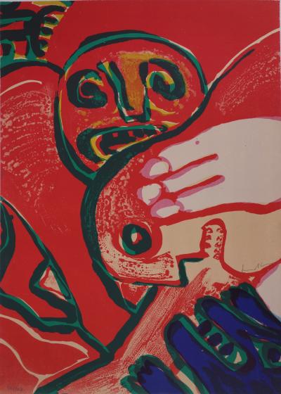 Bengt LINDSTROM : Couple avec un chien bleu - Lithographie originale Signée 2
