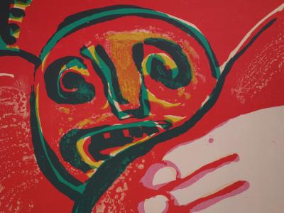 Bengt LINDSTROM : Couple avec un chien bleu - Lithographie originale Signée 2