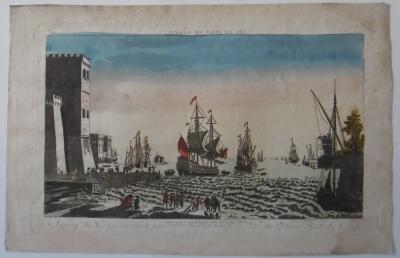Anonyme - Gravure colorisée - Vue du port de Grenay - XVIIIe siècle 2