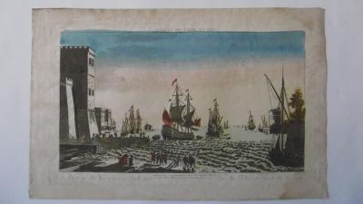 Anonyme - Gravure colorisée - Vue du port de Grenay - XVIIIe siècle 2