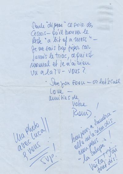 Romy SCHNEIDER Lettre autographe signée après la cérémonie des Césars 1976 2