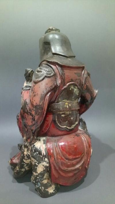 Vietnam, 19e siècle, Guerrier en bois laqué polychrome 2