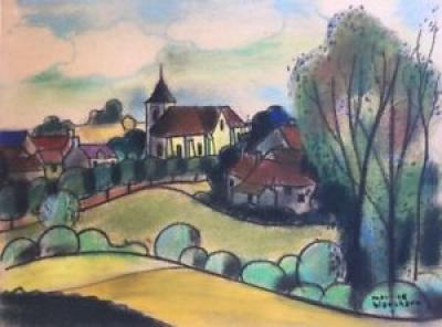 Maurice BLANCHARD - Village, vers 1950 - Signed Pastel 2