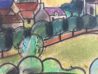 Maurice BLANCHARD - Village, vers 1950 - Pastel signé 2