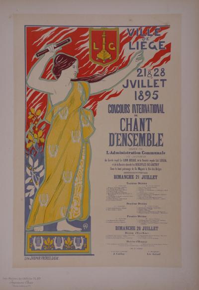 Auguste DONNAY : La personnification du Chant - lithographie originale signée, 1897 2