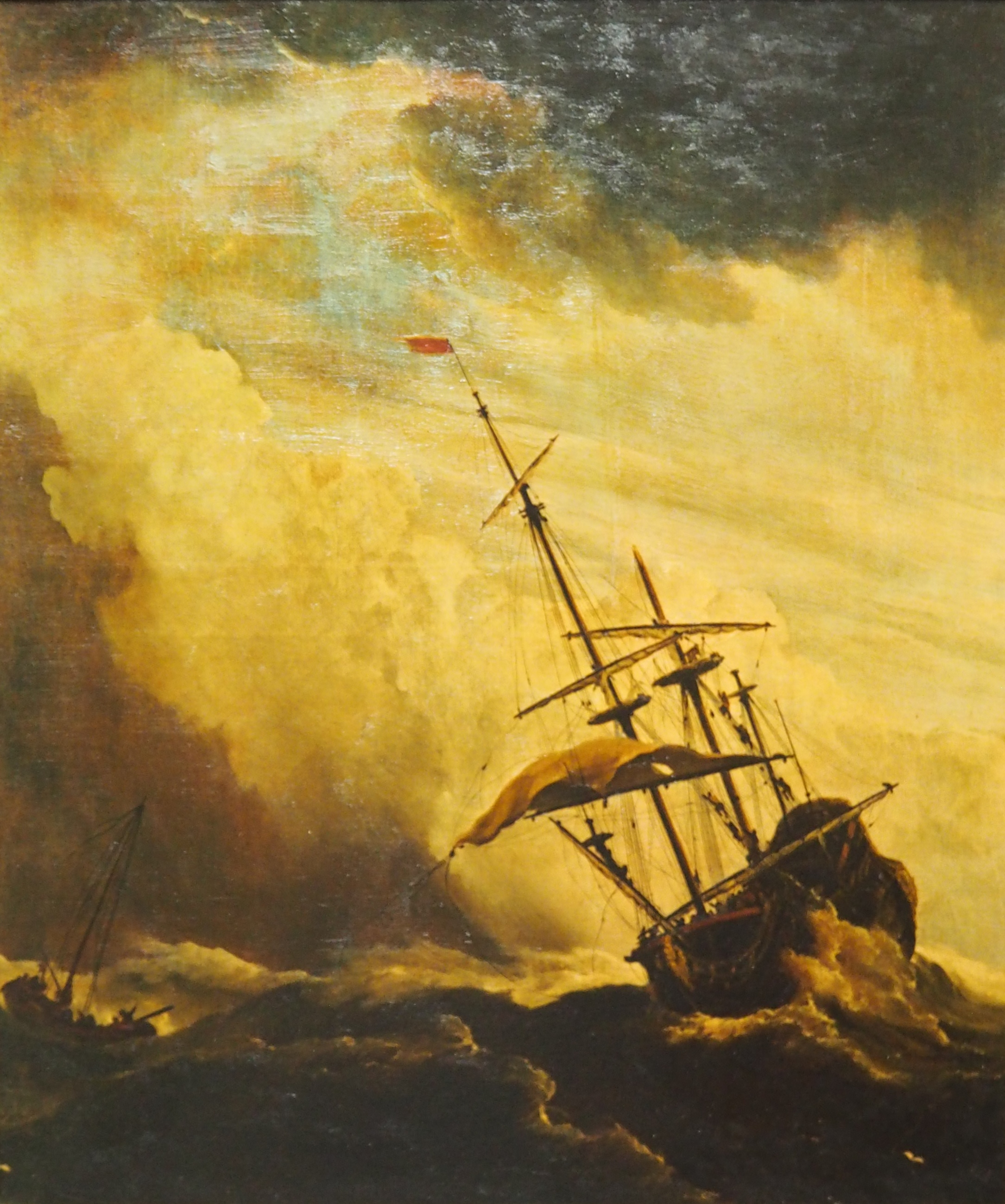 Une Offrande à La Tempête Arte Ecole française du XX siècle. Bateau dans la tempête. - Art Classique