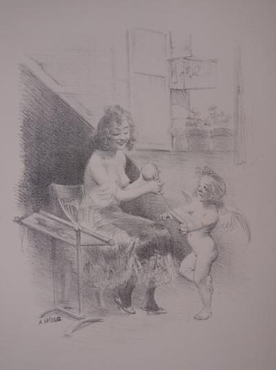 Adolphe Léon Willette : Impatience - lithographie originale signée, 1897 2