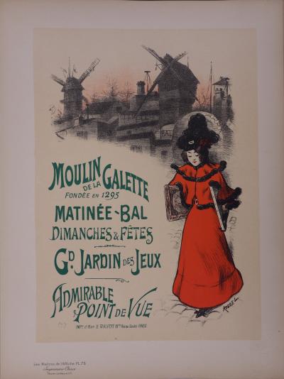 Roedel : Moulin de la Galette - lithographie originale signée, 1897 2