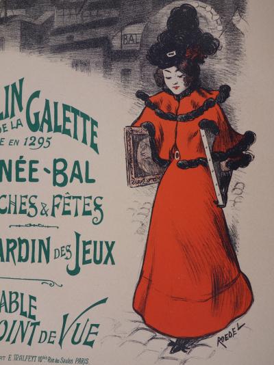 Roedel : Moulin de la Galette - lithographie originale signée, 1897 2