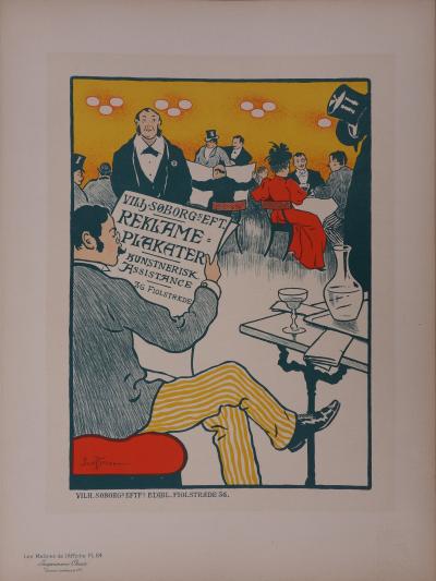 Paul Fischer : Café mondain - lithographie originale signée, 1897 2