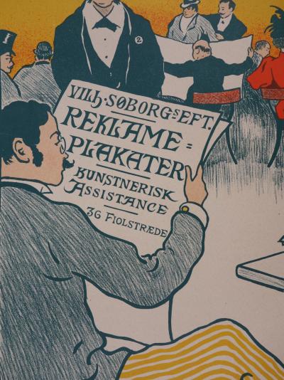 Paul Fischer : Café mondain - lithographie originale signée, 1897 2