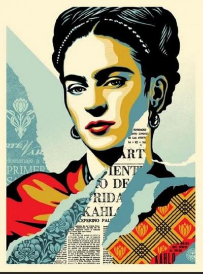 Shepard FAIREY (Obey) - La femme qui a vaincu la douleur (Frida Kahlo) -  Lithographie Offset signée 2