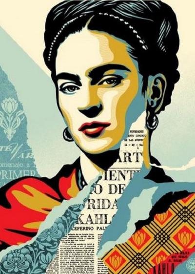 Shepard FAIREY (Obey) - La femme qui a vaincu la douleur (Frida Kahlo) -  Lithographie Offset signée 2