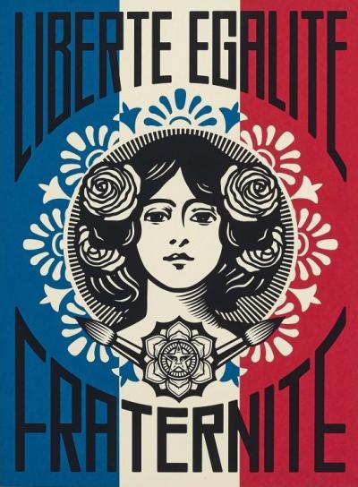 Shepard Fairey (OBEY) - Liberté Egalité Fraternité - Impression Offset signée 2