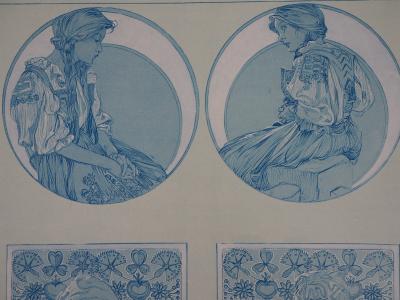 Alphonse MUCHA : Jeune Fille en Costume Traditionnel - Lithographie Signée 2