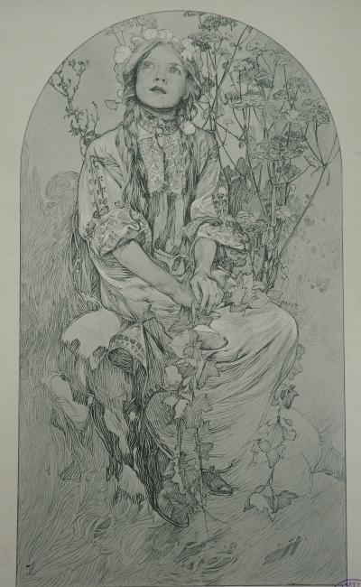 Alphonse MUCHA : Printemps - Lithographie Signée 2