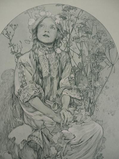 Alphonse MUCHA : Printemps - Lithographie Signée 2