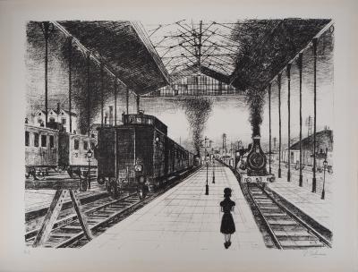 Paul DELVAUX : La Gare - Lithographie originale Signée 2
