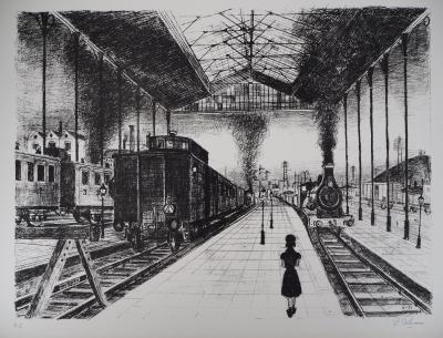 Paul DELVAUX : La Gare - Lithographie originale Signée 2