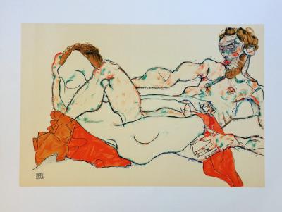 Egon SCHIELE (d’après) - Ensemble de 8 lithographies signées et datées 2
