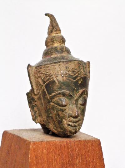 Tête de Bouddha royal en bronze, royaume du Siam 2