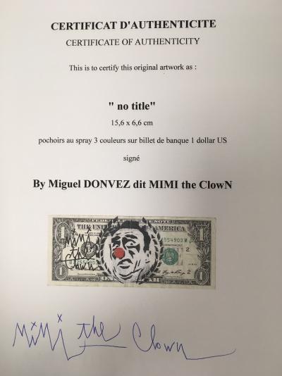 MIMI the ClowN, pochoir sur billet 2