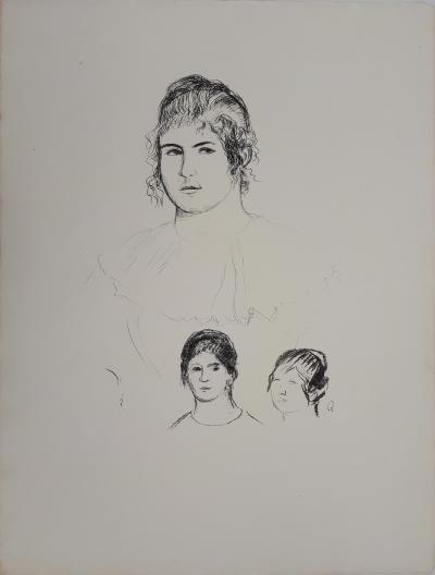 Pierre-Auguste RENOIR : Trois esquisses de visage - Gravure originale signée, 1908 2