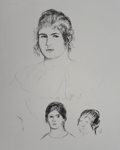 Pierre-Auguste RENOIR : Trois esquisses de visage - Gravure originale signée, 1908 2