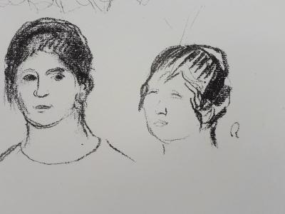 Pierre-Auguste RENOIR : Trois esquisses de visage - Gravure originale signée, 1908 2