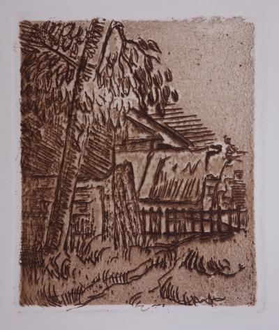 Paul CEZANNE: Paysage à Auvers-sur-Oise, entrée de ferme, 1914 - Gravure originale 2